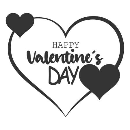 Valentine's Day Card Typography, Valentine's day lettering isolated white background. Card Vector, Concept Black And White, Valentine's Dayのイラスト素材