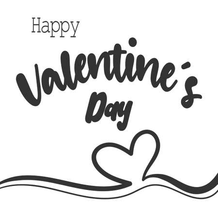 Valentine's Day Card Typography, Valentine's day lettering isolated white background. Card Vector, Concept Black And White, Valentine's Dayのイラスト素材
