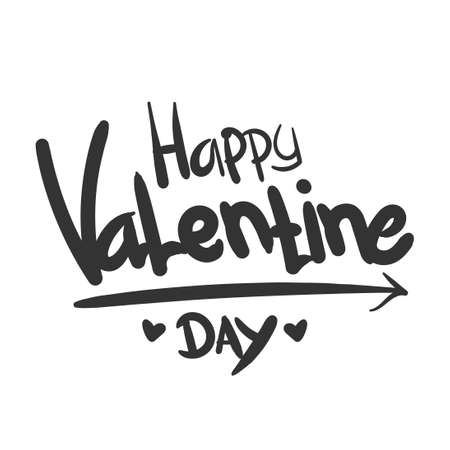 Valentine's Day Card Typography, Valentine's day lettering isolated white background. Card Vector, Concept Black And White, Valentine's Dayのイラスト素材