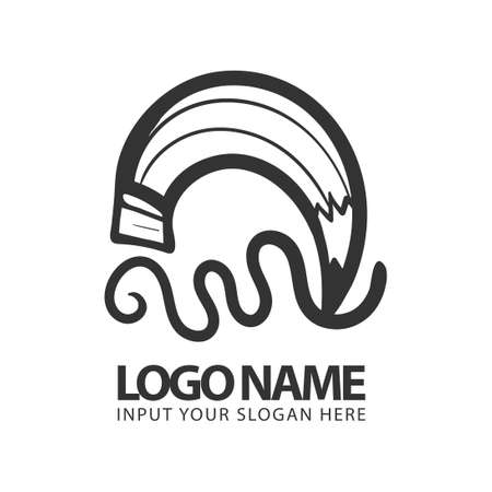 Pen logo design. Stationery vector design. Pen and signature logotype. logos design.のイラスト素材