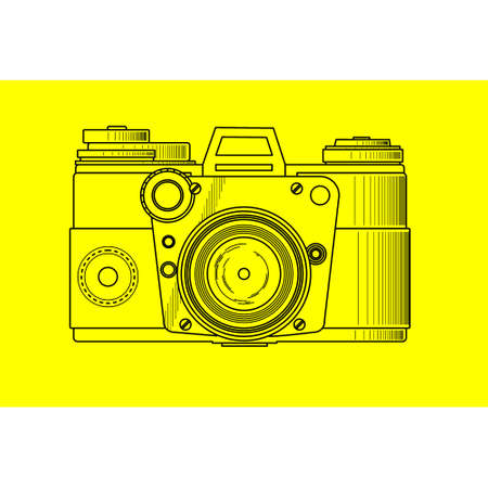 Camera Illustration with line art style.Camera icon, flat photo camera vector isolated. . Instant Photo internet concept. p. Logo illustration. Stock vector illustration isolated on white backgroundのイラスト素材