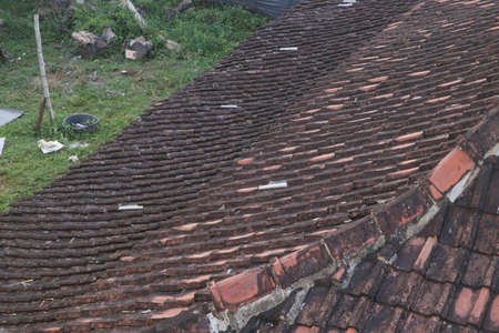 the roof of the house in the villageの写真素材
