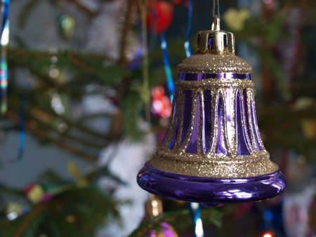 Christmas tree toy on a Christmas tree in the room.の写真素材
