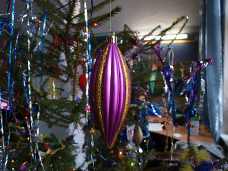 Christmas tree toy on a Christmas tree in the room.の写真素材