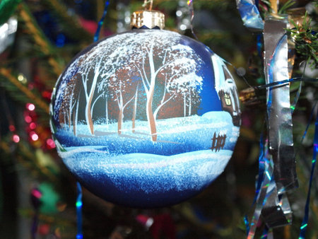 Christmas tree toy on a Christmas tree in the room.の写真素材