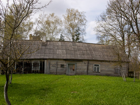 Old village house with outbuildings.の写真素材