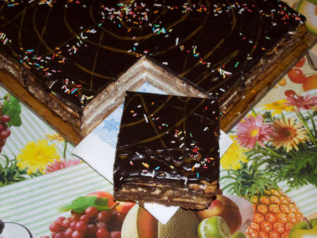 A piece of chocolate cake.の写真素材