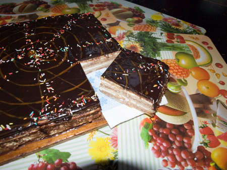 A piece of chocolate cake.の写真素材