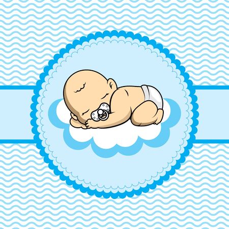 Baby card with sleeping on the cloudsのイラスト素材