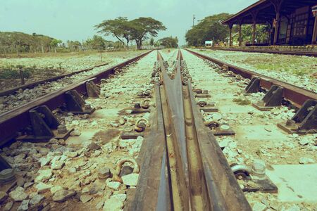 rail way on vintage filter for transportの写真素材