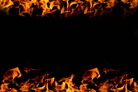 fire frame on the dark for background use,backdropの写真素材