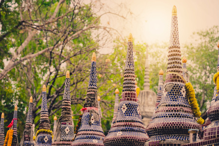 thai style of graveyard  on vintage filter and sun lightの写真素材