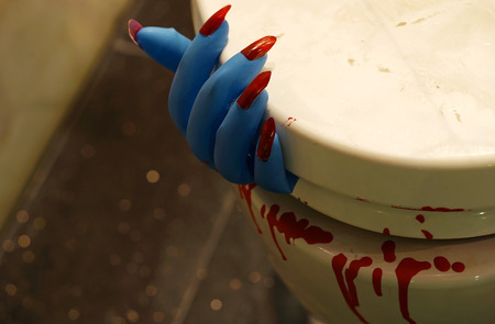 blue hand on halloween eventの写真素材