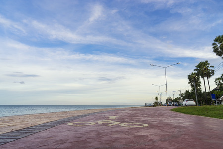 abstract evening time on road beside sea and sky - can use to display or montage on productの写真素材