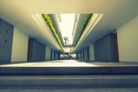 inside of building and pool with vintage filter - can use to display or montage on productの写真素材