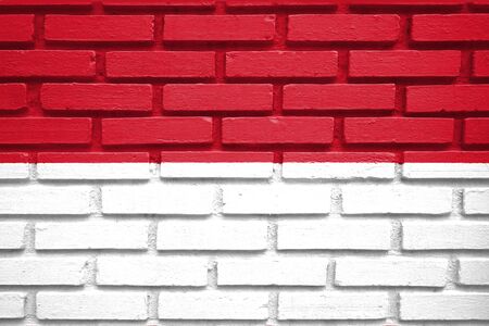 indonesia flag on brick wallの写真素材