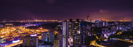 abstract panorama night cityscape on twilight time and industry area - can use to display or montage on productのeditorial素材