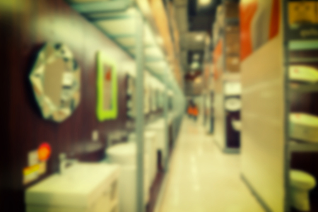 abstract blur of restroom decoration strore with vintage filter - can use to display or montage on productの写真素材