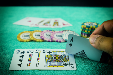 Abstract royal state flash to win the poker game with vintage filter - can use to display or montage on productのeditorial素材