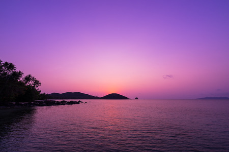 abstract sunset time of seascape in violet tone - can use to display or montage on productの写真素材
