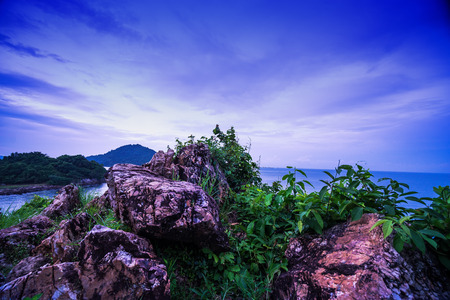 surreal pink stone on mountain and the ocean - can use to display on product
