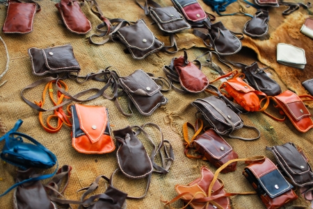 The purse color on the brown sackの写真素材