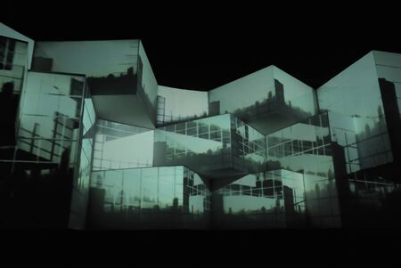 The graphic building of city in thailand on black backgroundのeditorial素材
