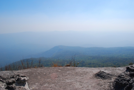 The cliff with sky on the mountainの写真素材