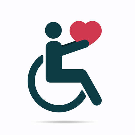 Disabled icon give heart for someone.のイラスト素材