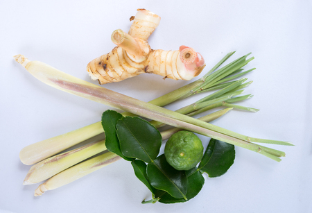 Vegetable herb spices background whiteの写真素材