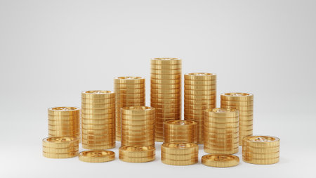 Coins gold .Concept of saving or money, investment in bank.の写真素材