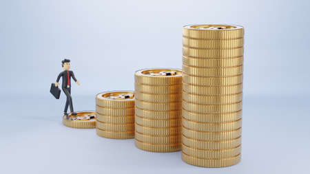 3D rendering.Smartphone and Coins and Investment Business Ideasの写真素材