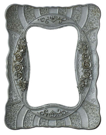 Vintage photo frame on white backgroundの写真素材