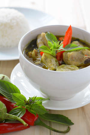 Thai green curry and riceの写真素材