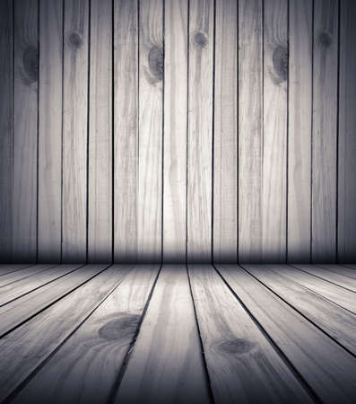 dark room interior with wood floor の写真素材