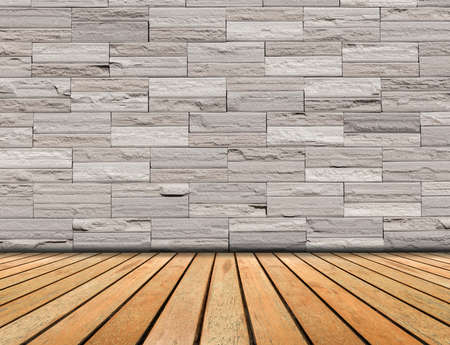 brick wall and wood floor backgroundの写真素材