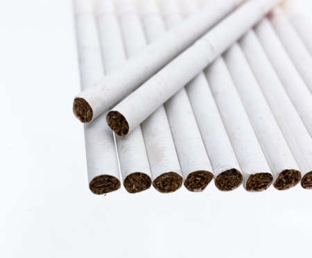 Cigarettes on white backgroundの写真素材