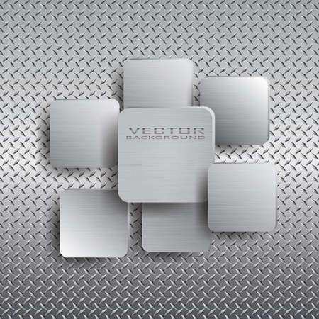 Squares with drop shadow on metal background.Vector illustration.のイラスト素材