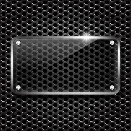 Glass framework on metal background,Numbered banners. Vector design template.のイラスト素材