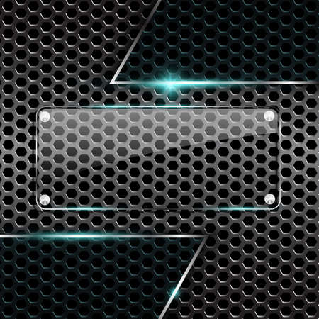 Glass framework on metal background,Numbered banners. Vector design template.のイラスト素材