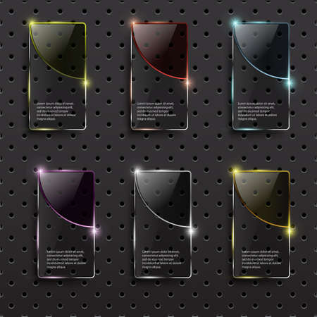 Glass framework on metal background,Numbered banners. Vector design template.のイラスト素材