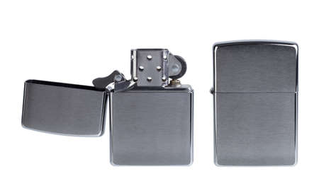 zippo lighter isolated on a white background.の写真素材