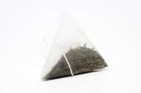 Bags of greentea on a white backgroundの写真素材