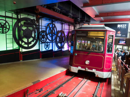 Hong kong - Nov 26, 2015 : Peak Train takes passengers to Victoria Peak for city aerial view. More than 40 million people visit the city every year .のeditorial素材