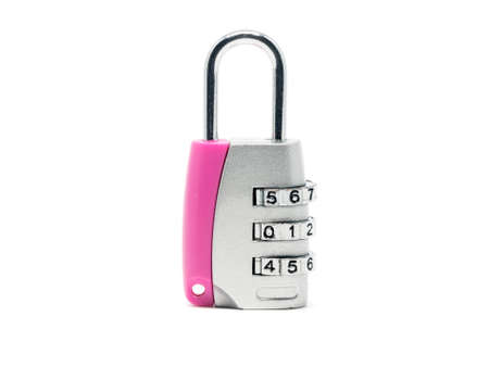 locked combination old padlock isolated on white background