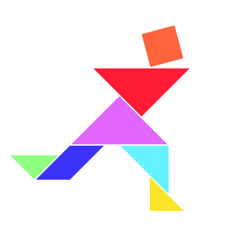 Colorful human by tangram arrangementのイラスト素材