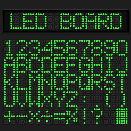 Green LED digital font display on black backgroundのイラスト素材