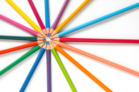 Color pencil placed on white backgroundの写真素材