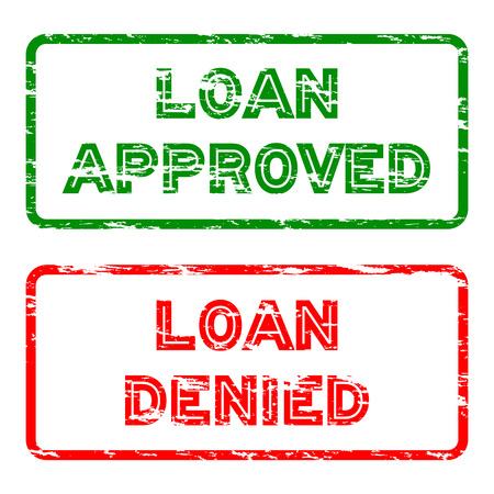 Green grunged "loan approve" stamp and Red grunged "loan denied" stampのイラスト素材