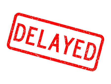 Grunged red wording "delayed" stampのイラスト素材